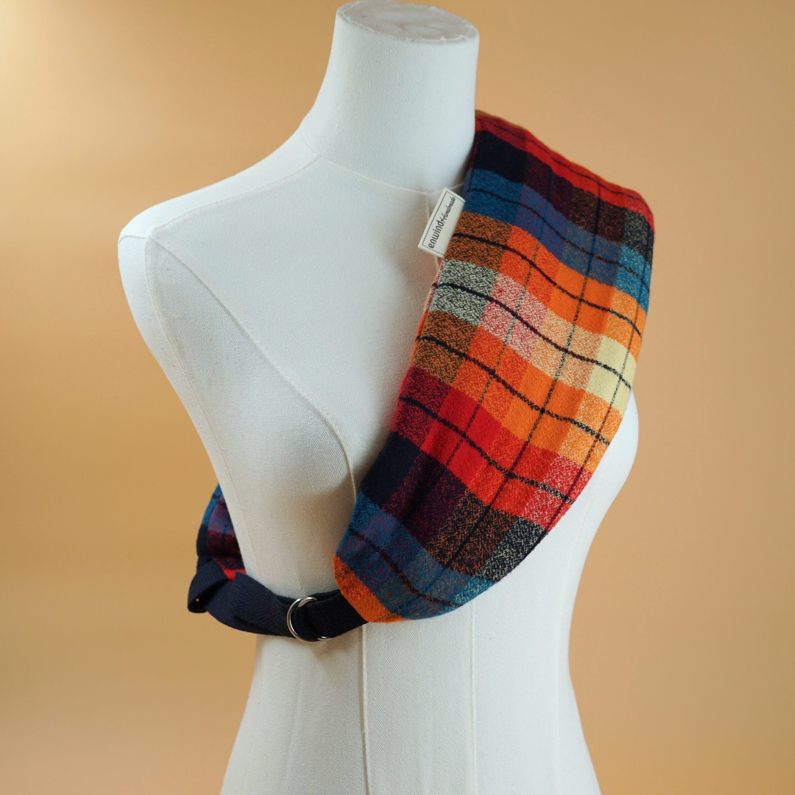 Rainbow plaid long hot water bottle